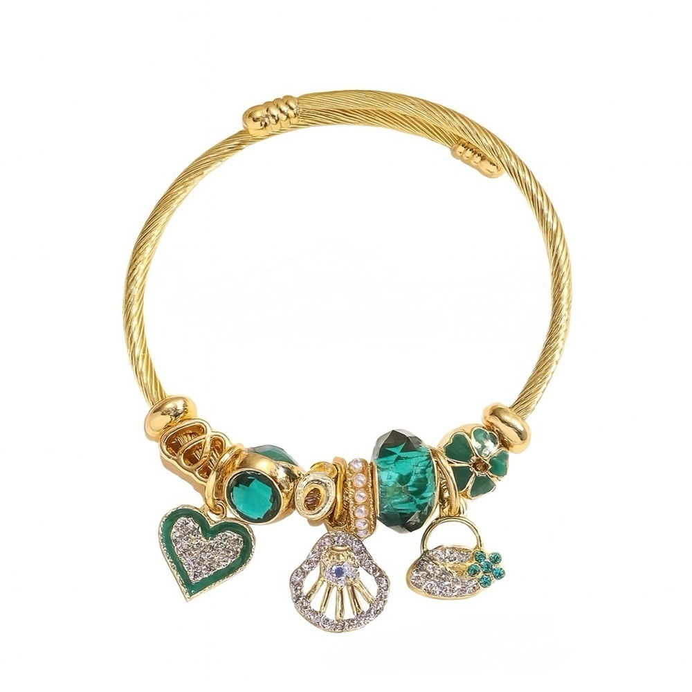 ⚜️ Gold Charm Bangle Bracelet Statement